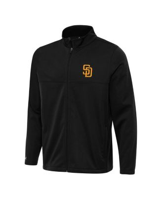 Antigua - Men's Black San Diego Padres Links 2 Full-Zip Golf Jacket