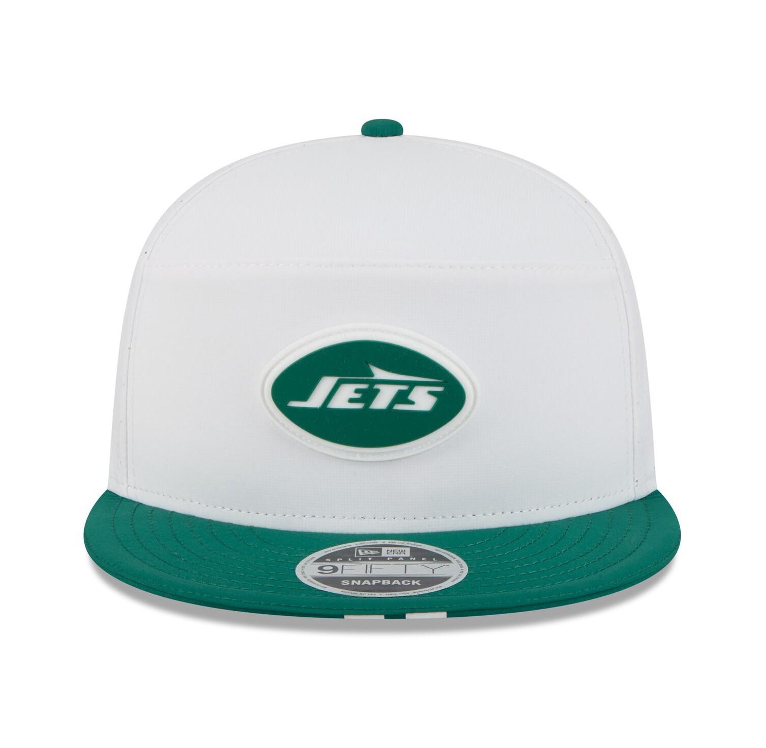 Men's White/Green New York Jets 2025 NFL Training Camp Split Panel 9FIFTY Snapback Hat