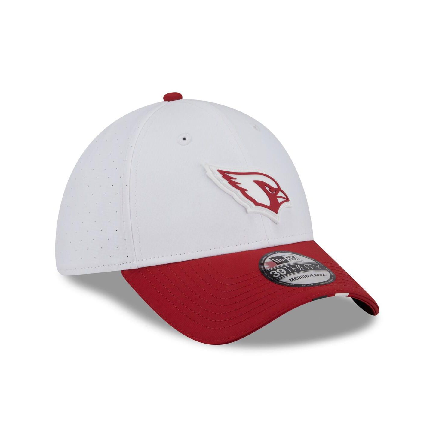 Мужская кепка New Era White/Cardinal Arizona Cardinals 2025 NFL Training Camp 39THIRTY Flex Hat — фото 3