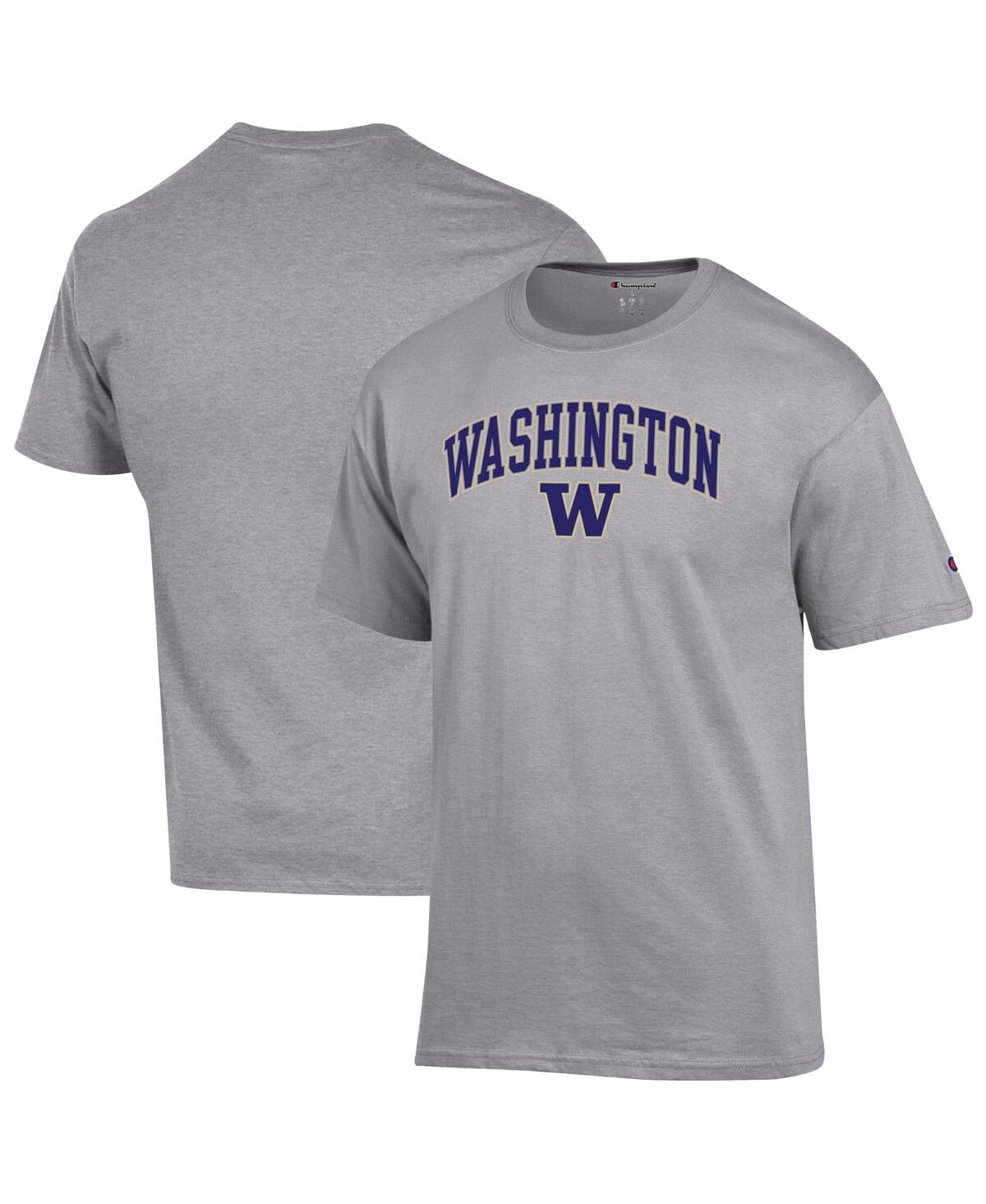 Champion Men's Champion Purple Washington Huskies Arch Over Logo T-Shirt - Heather Gray