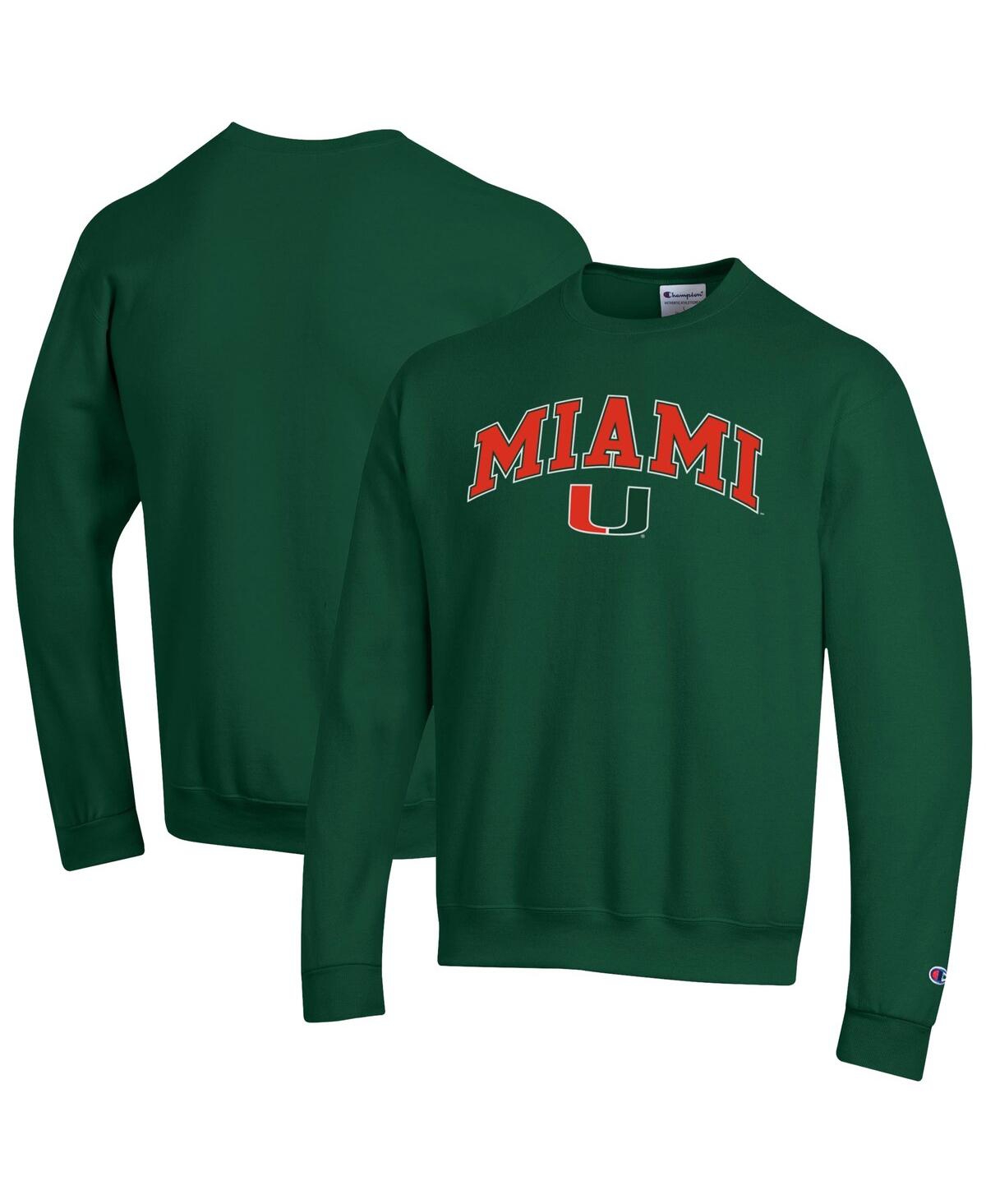 Men'sÂ Green Miami Hurricanes Arch Over Logo Pullover Sweatshirt - Green