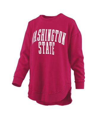 Women's Crimson Washington State Cougars M&eacute;lange Poncho Vintage Fleece Long Sleeve Pullover Sweatshirt
