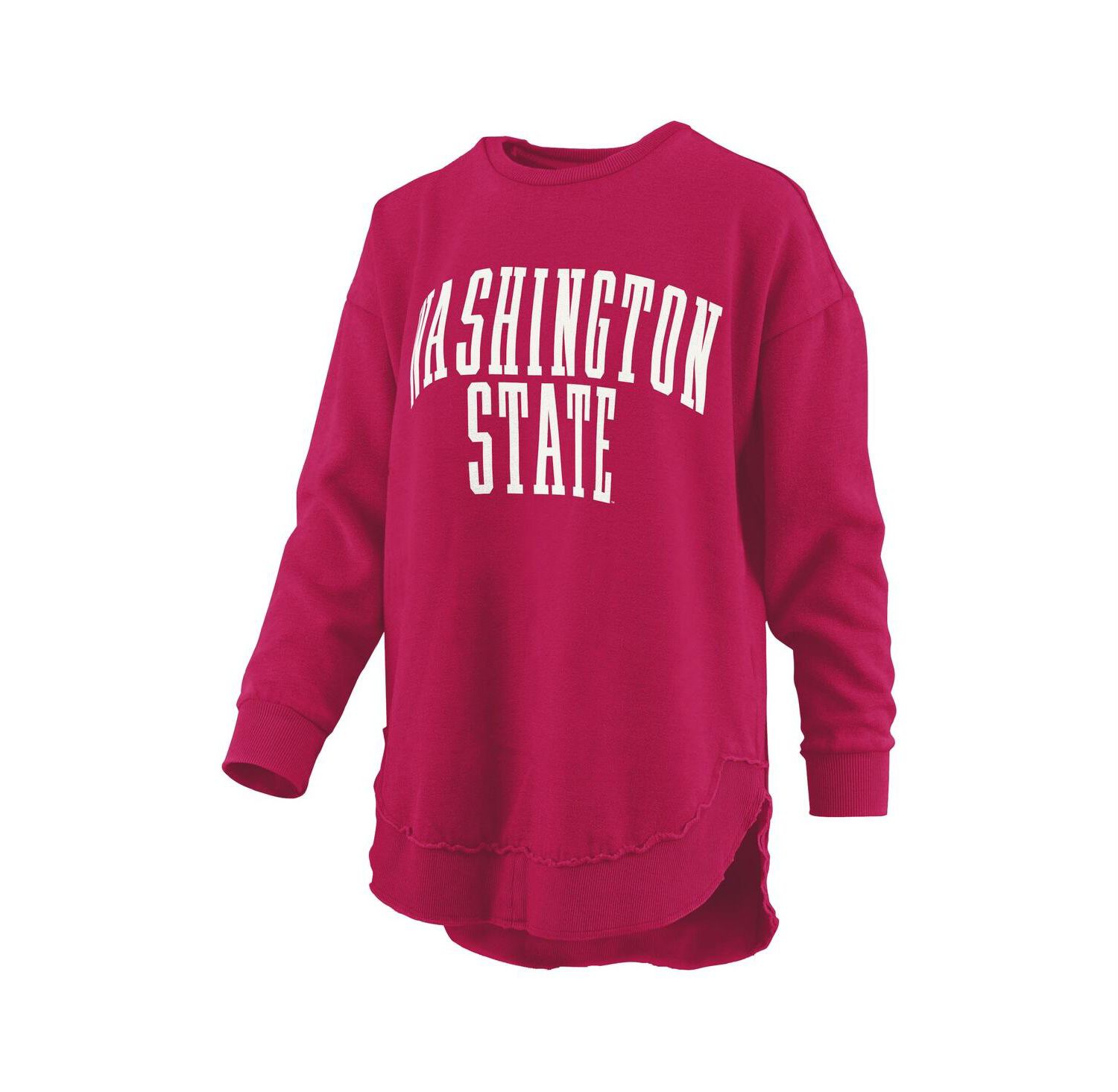 Women's Crimson Washington State Cougars M&eacute;lange Poncho Vintage Fleece Long Sleeve Pullover Sweatshirt