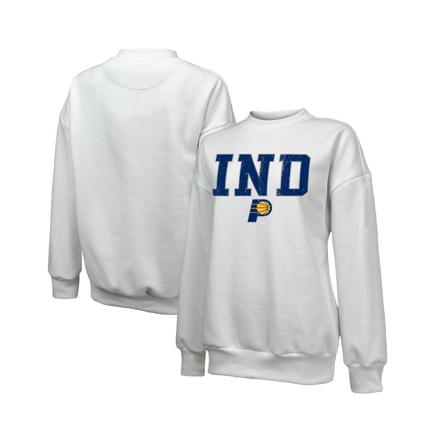 Женский свитшот Majestic White Indiana Pacers Classic Tri-Blend Pullover — фото 1