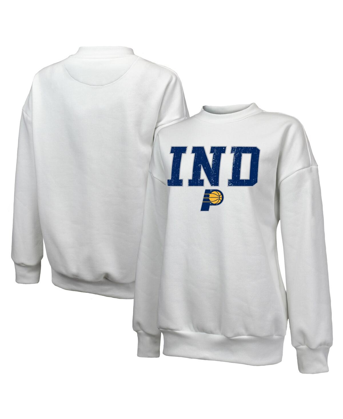 Women's White Indiana Pacers Classic Tri-Blend Pullover Sweatshirt - White