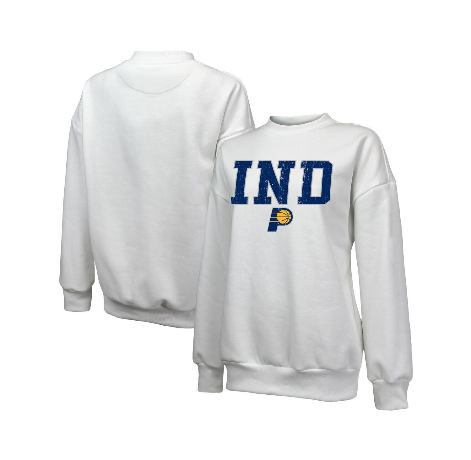 Women's White Indiana Pacers Classic Tri-Blend Pullover Sweatshirt