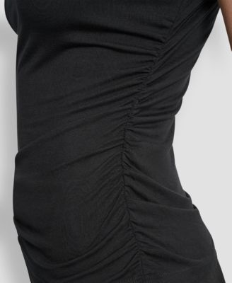 Women's Mock-Neck Sleeveless Side-ruched Knit Top, Regular & Petite