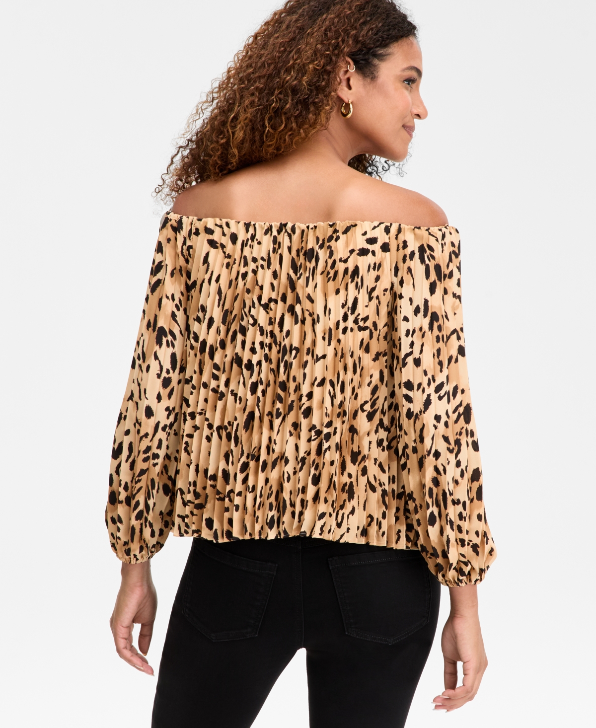 Inc International Concepts Women's Off-the-shoulder Pleated Blouse, Macy's Exclusive In Multi