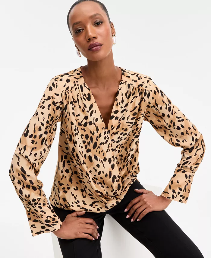 Women's Printed Surplice-Neck Blouse - thumbnail 2