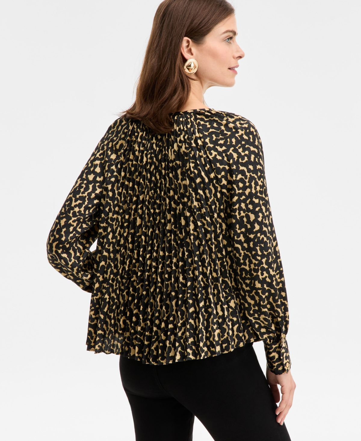 Inc International Concepts Women's Pleated V-neck Blouse, Macy's Exclusive In Multi