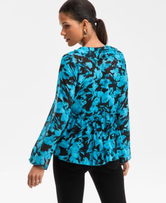 Women's Printed Ruffle-Collar Top