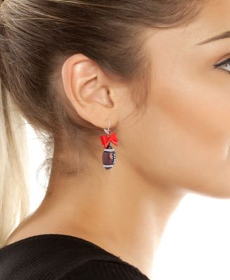 Faux Stone Kick Off Bow Football Drop Earrings