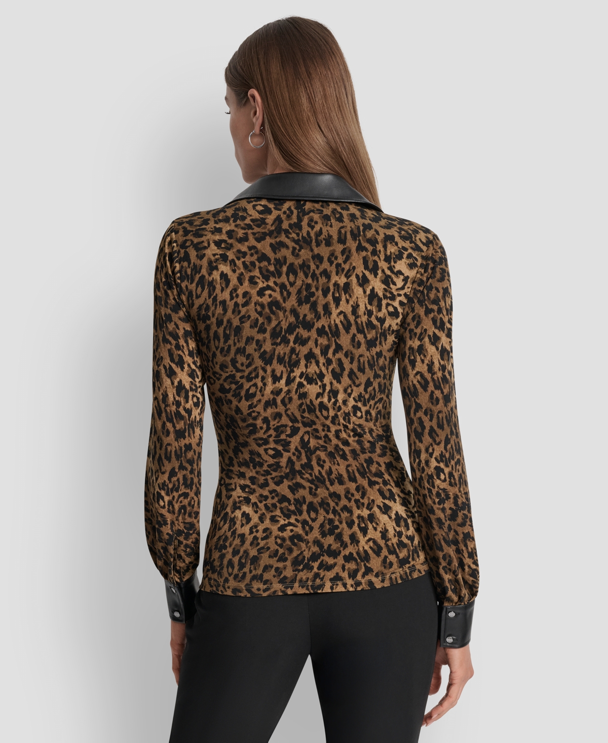 Dkny Twist Front Crinkle Satin Shirt In Brown