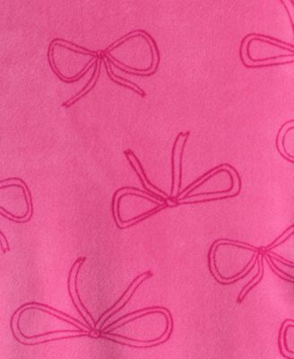 Toddler Girls Bow-Print Velour Long-Sleeve 2-Piece Pajamas
