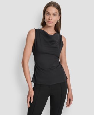 DKNY - Women's Sleeveless Side-Slit Ruched Top
