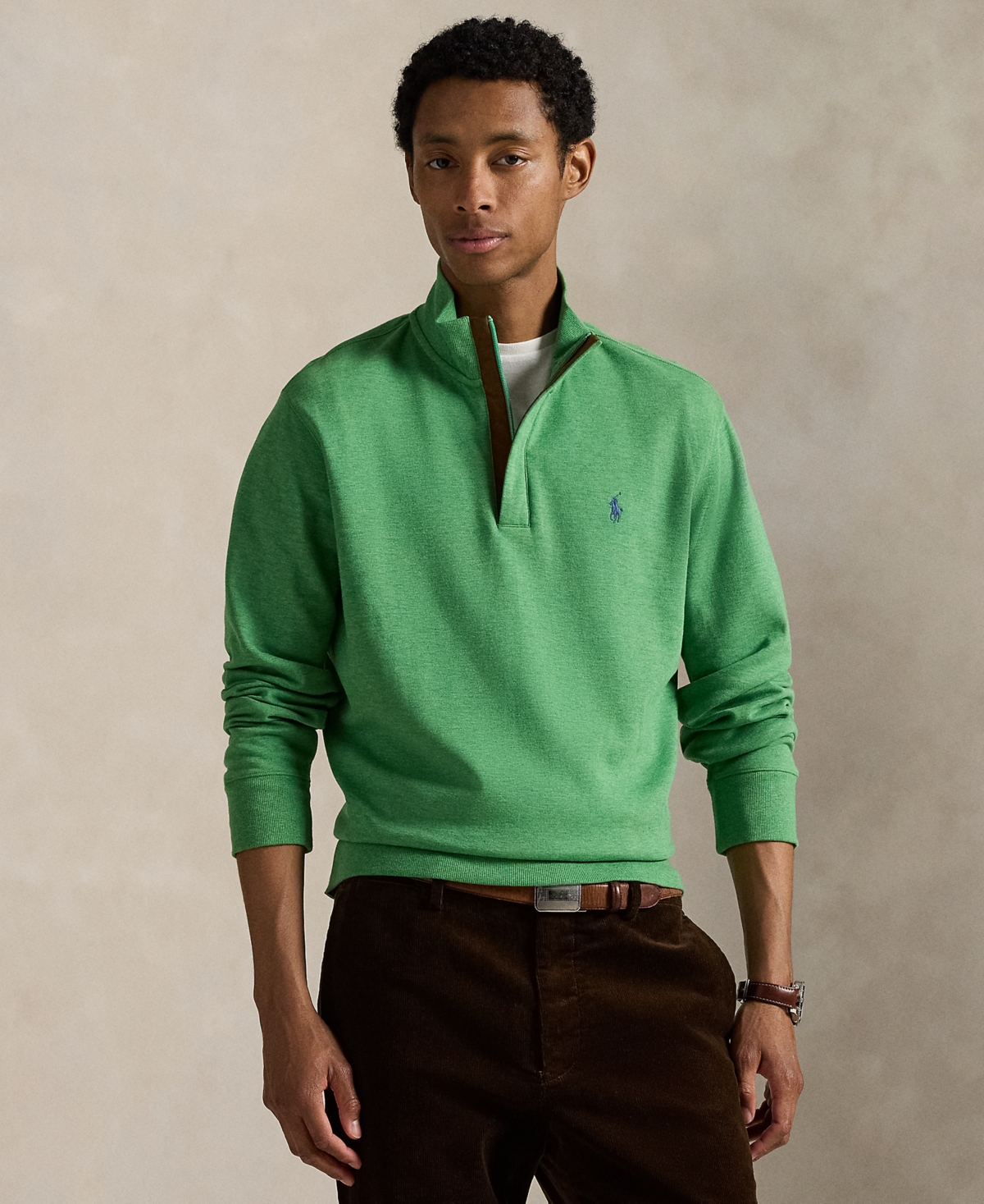 Polo Ralph Lauren Men's Luxury Jersey Quarter-zip Pullover In Green