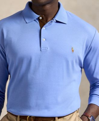 Men's Big & Tall Soft Cotton Long-Sleeve Polo Shirt