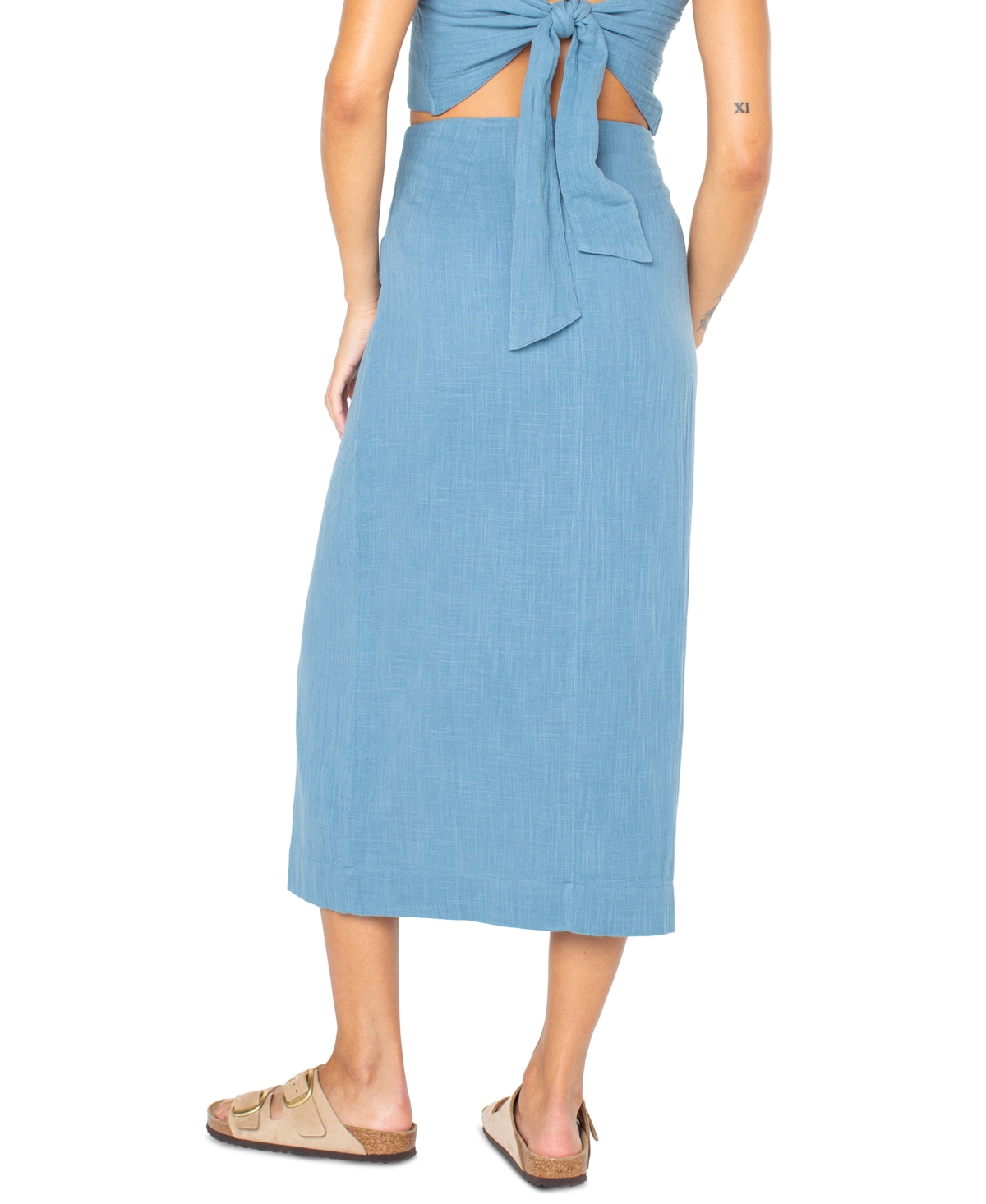 Roxy Juniors' Island Nomad Cotton Button-front Midi Skirt In Blue