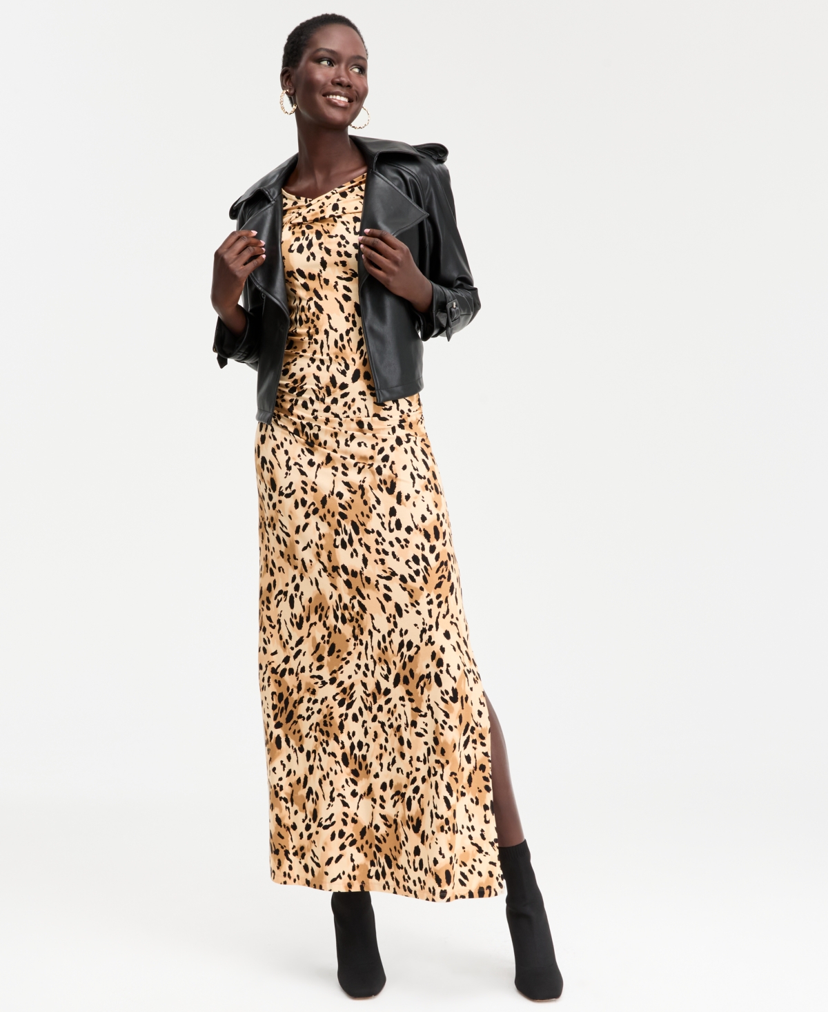 Inc International Concepts Women's Printed Cross-neck Maxi Dress, Macy's Exclusive In Neutral