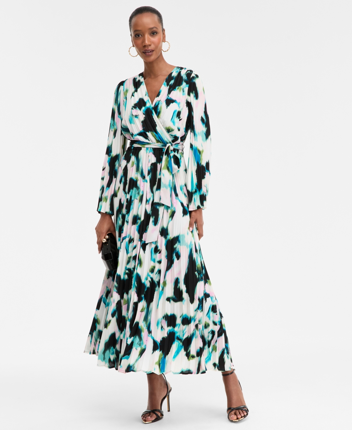 Inc International Concepts Womens Printed Surplice Neck Maxi Dress Macys Exclusive P Xs Xxl In Multi
