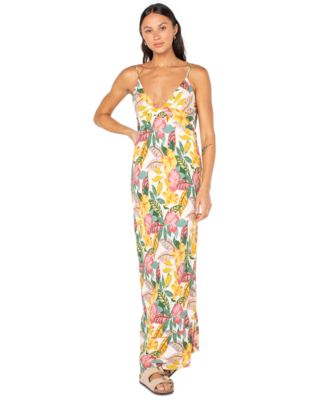 Juniors' Floral-Print Lost Paradise Tie-Beck Maxi Dress