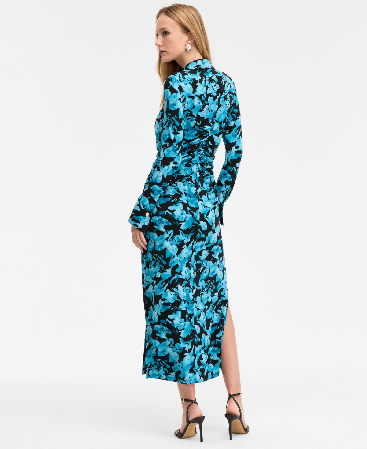 Inc International Concepts Women's Printed Long Sleeve Collared Maxi Dress, Macy's Exclusive In Multi