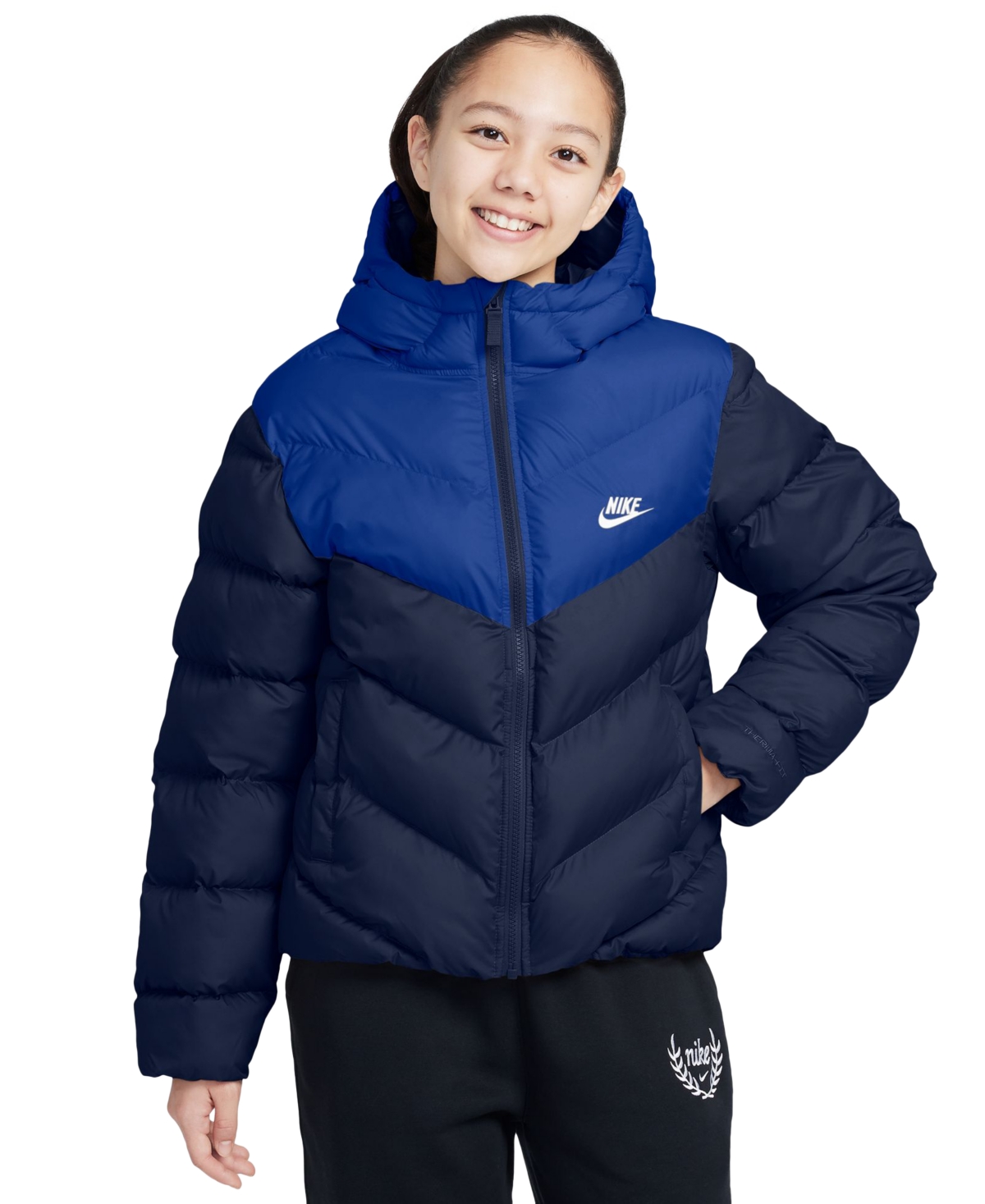 Nike Big Kids All Day Play Therma-fit Loose-fit Puffer Jacket In Blue