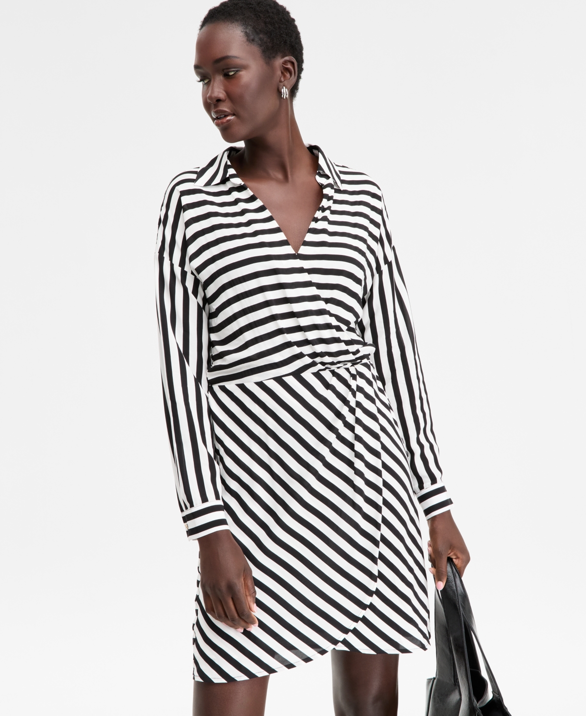 Inc International Concepts Women's Striped Faux-wrap Dress, Macy's Exclusive In Multi
