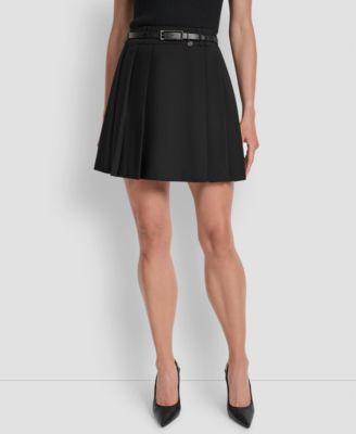 DKNY - Women's Belted Pleated Mini Skirt
