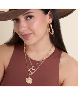 2-Piece Gold & Silver Heart and Eye Layered Necklace Set