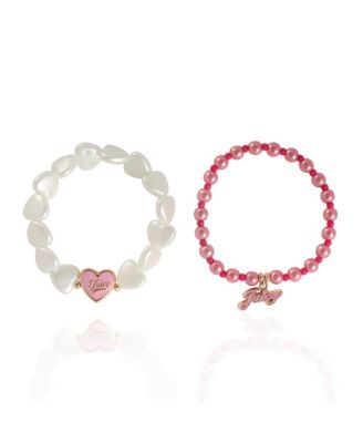 Pink & White Bracelet Duo – Heart & Juicy Charms
