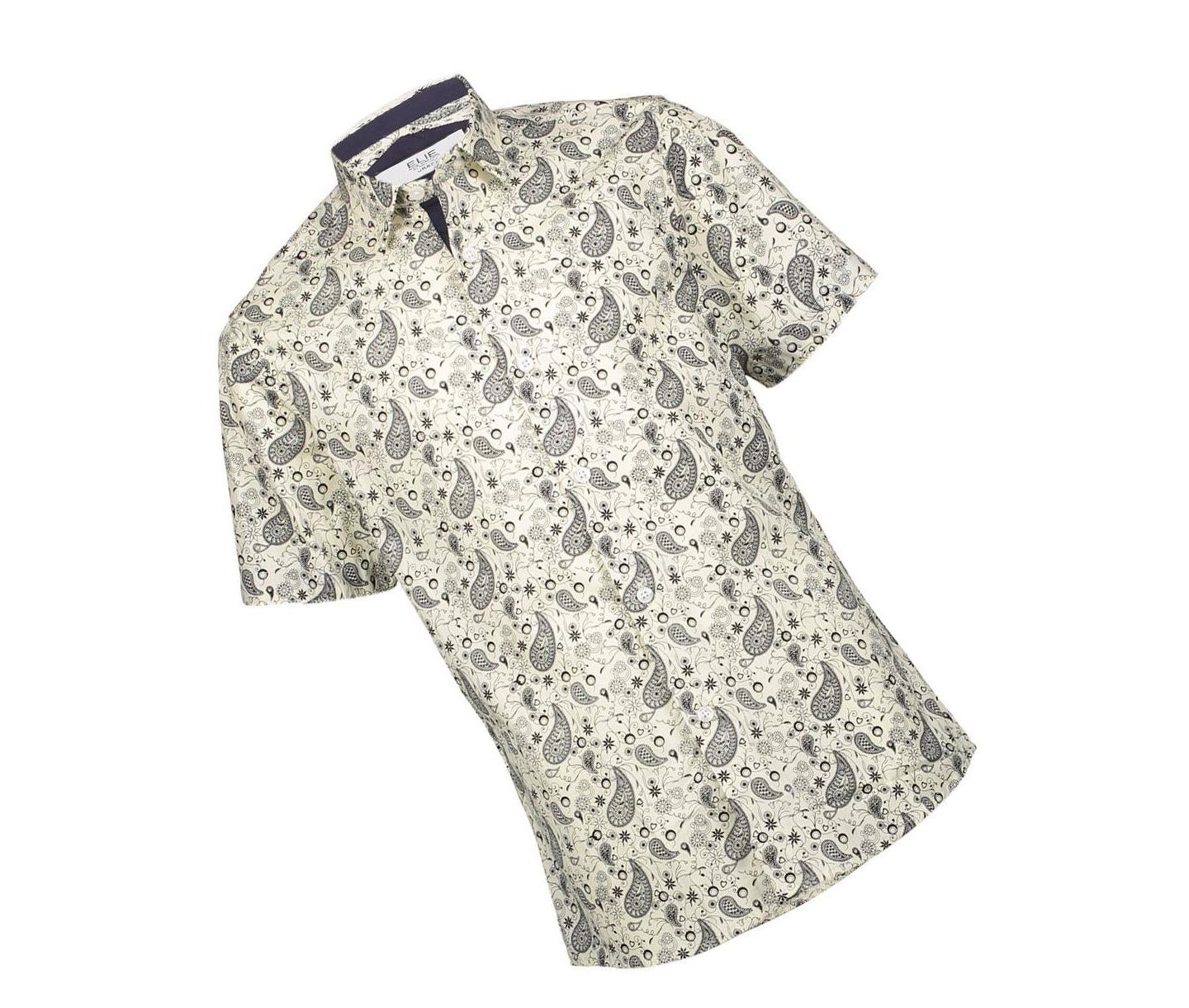 Рубашка Elie Balleh White Short Sleeve Paisley Slim Fit Shirt для мальчиков, цвет: Белый — фото 2