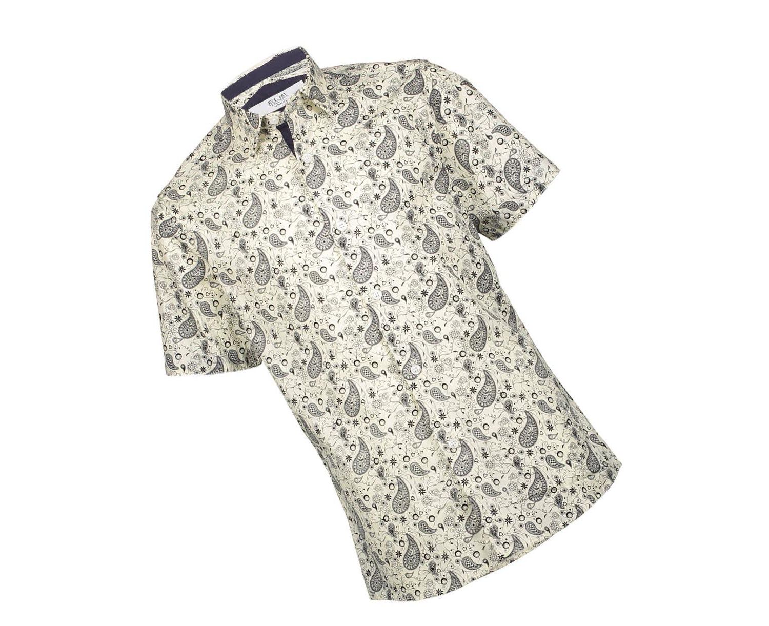 Big Boys White Short Sleeve Paisley Slim Fit Shirt