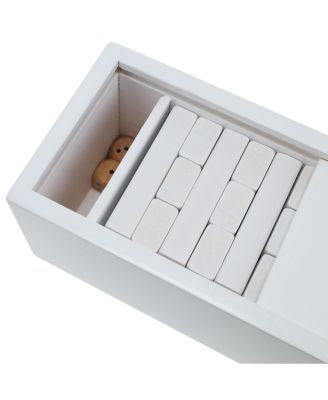 White Wooden Blocks Stacking Tower Game with White Wooden Box, 12 in.