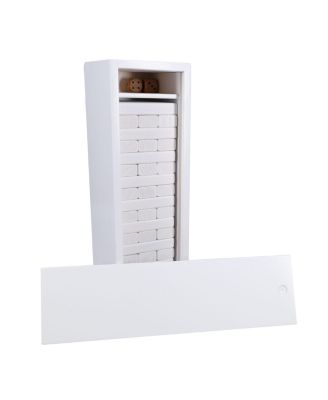White Wooden Blocks Stacking Tower Game with White Wooden Box, 12 in.