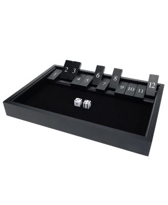 12 Number Shut the Box Board Game, Black Stained Wood, 13.5 in.