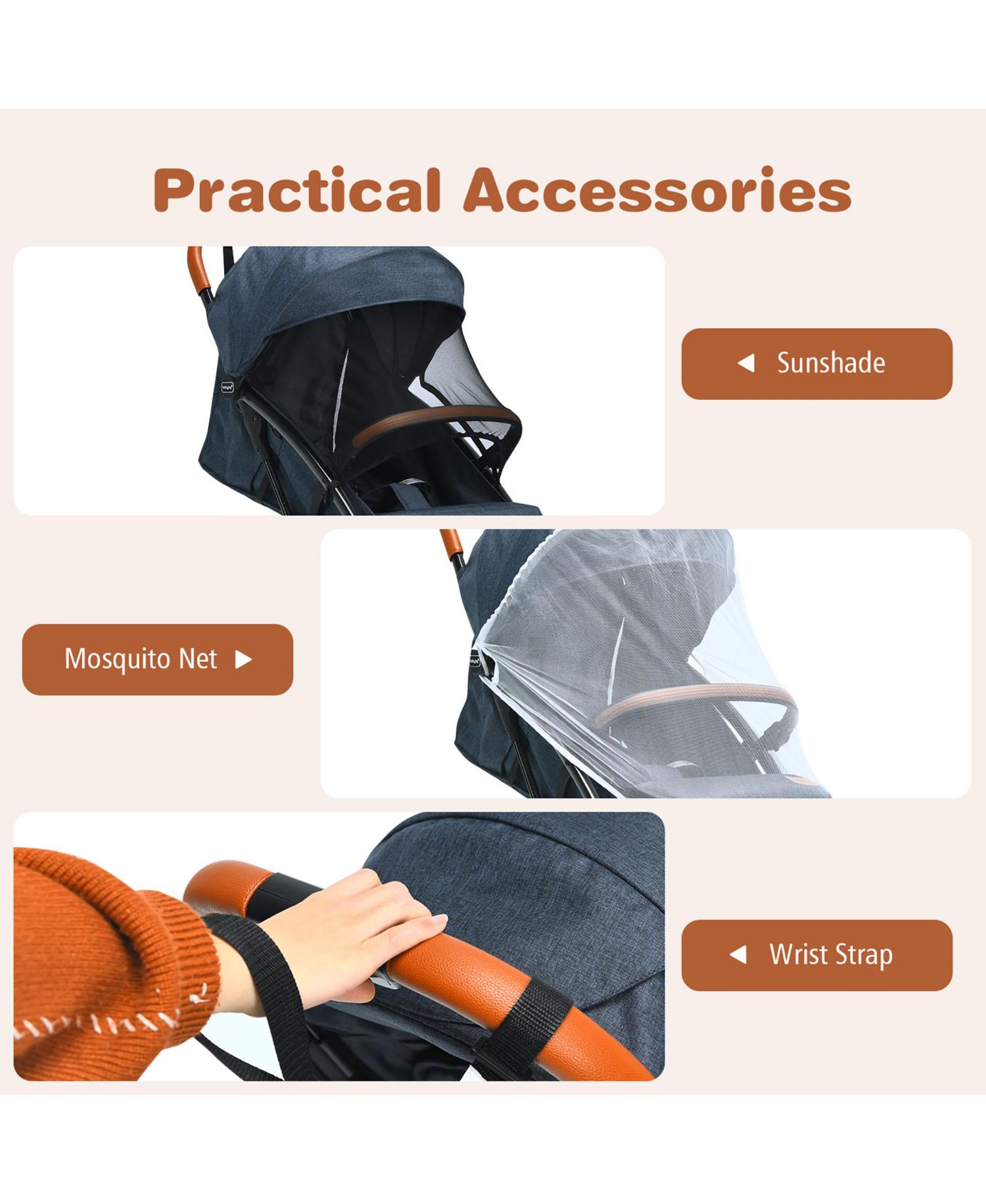 Lightweight Baby Stroller Aluminium Frame for Home Office Use