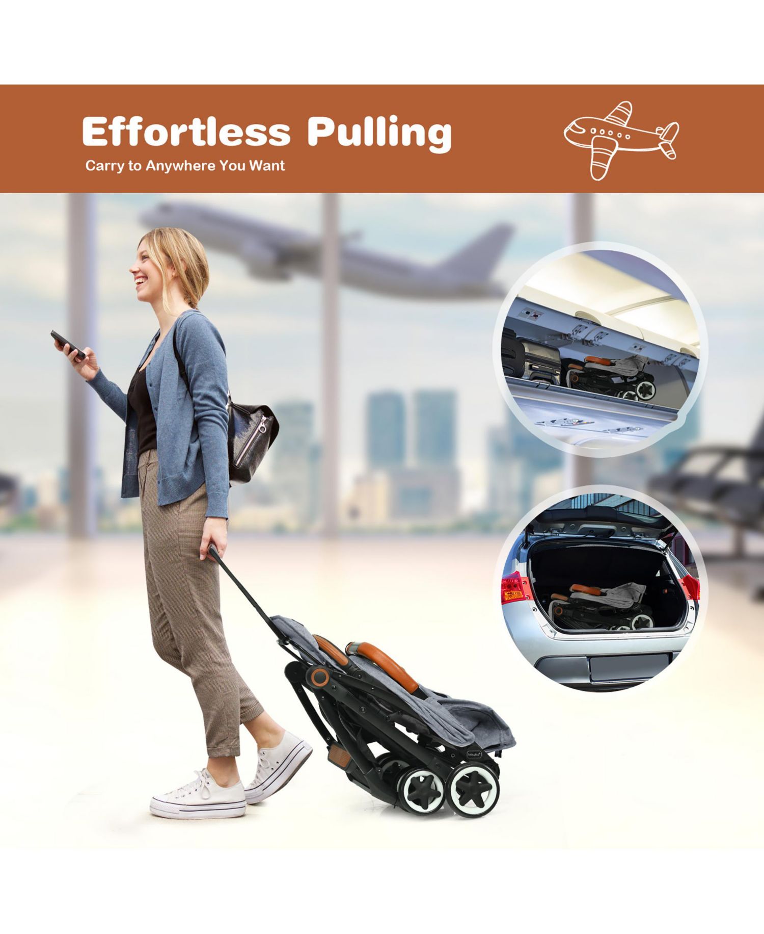 Lightweight Baby Stroller Aluminium Frame for Home Office Use