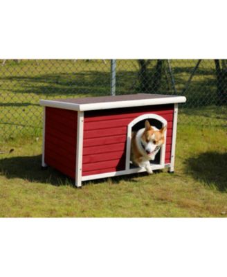 Medium Wooden Dog House Waterproof Elevated Red