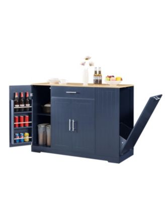 53"W Spice Rack, Drawer, Tilt-Out Trash Bin, Adjustable Shelves Kitchen Island