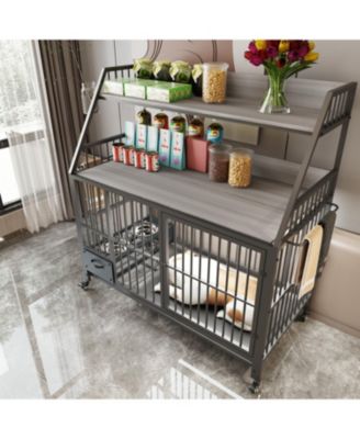 Large Pet Cage with Storage - Black/Gray