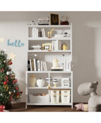 73" Kitchen Pantry Cabinet Flip Door Pegboard Storage