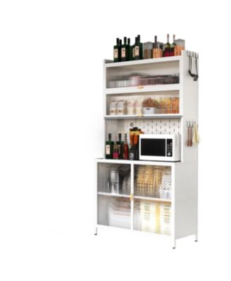 73" Kitchen Pantry Cabinet Flip Door Pegboard Storage