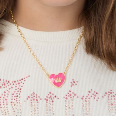 Juicy Couture 15'' + 2'' Crown Logo Heart Pendant Necklace - Adjustable