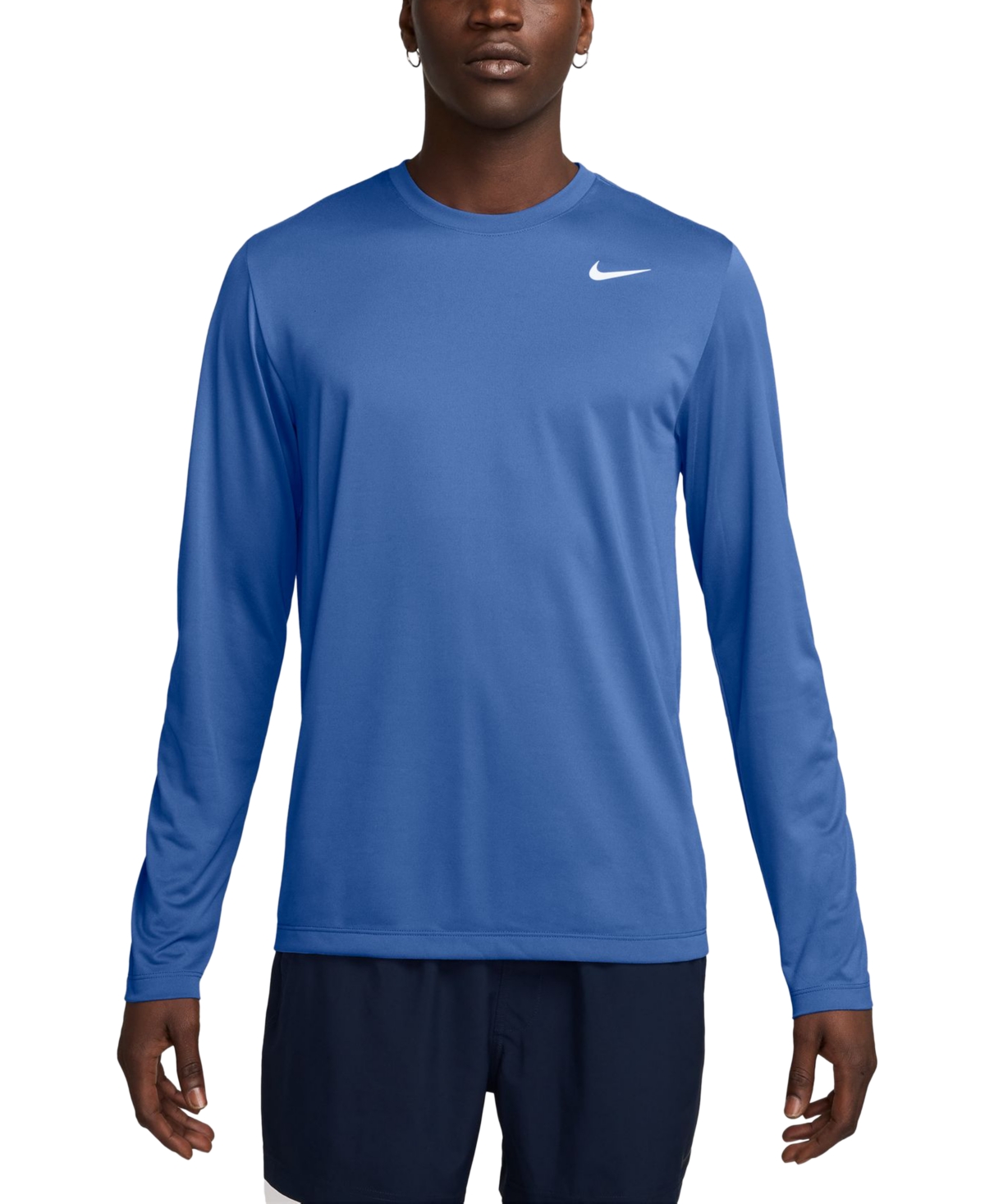 Nike Men's Relaxed-Fit Long-Sleeve Fitness T-Shirt - Comet Blue/white