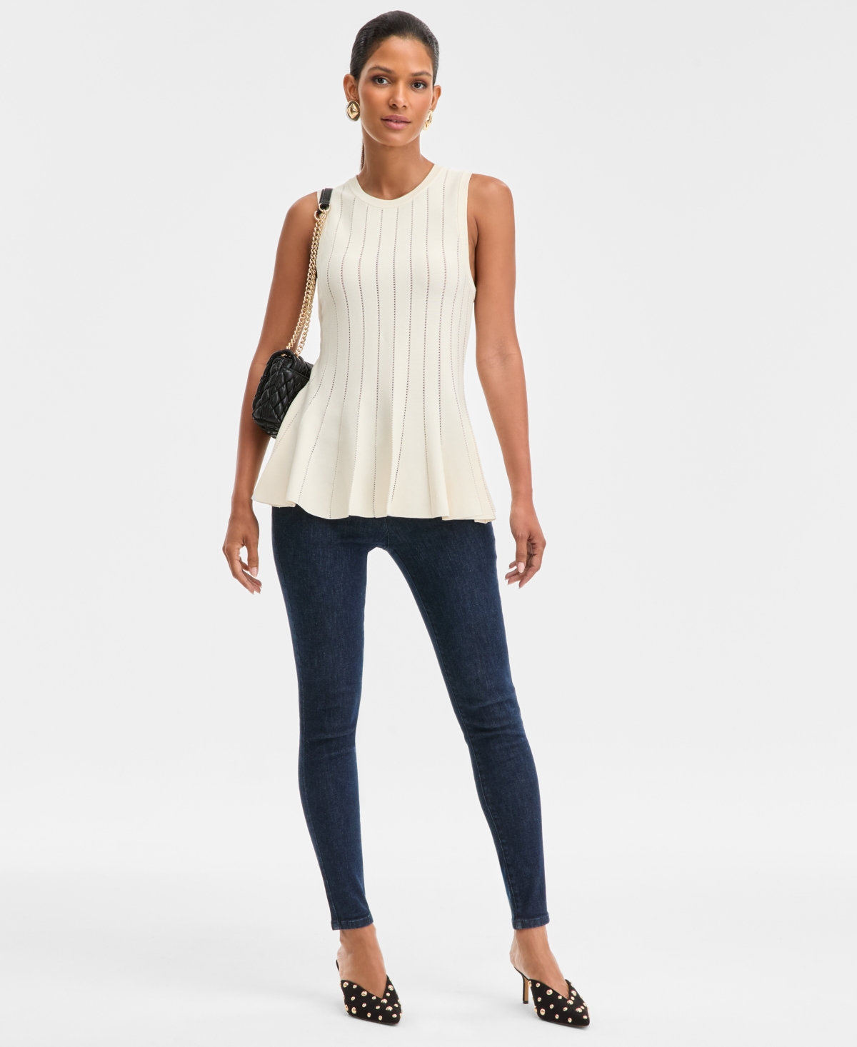 Inc International Concepts Women's Godet-pleat Sleeveless Sweater, Macy's Exclusive In Neutral