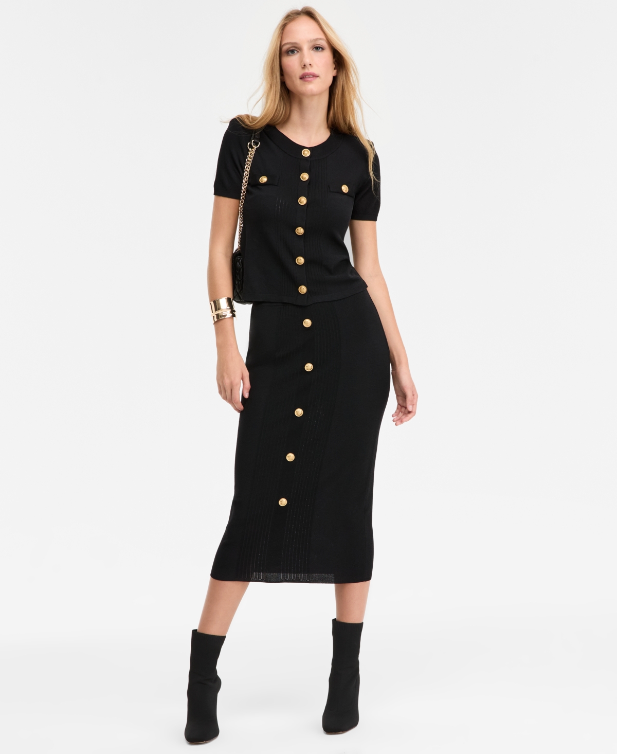 Inc International Concepts Women's Cropped Button-front Cardigan, Macy's Exclusive In Black