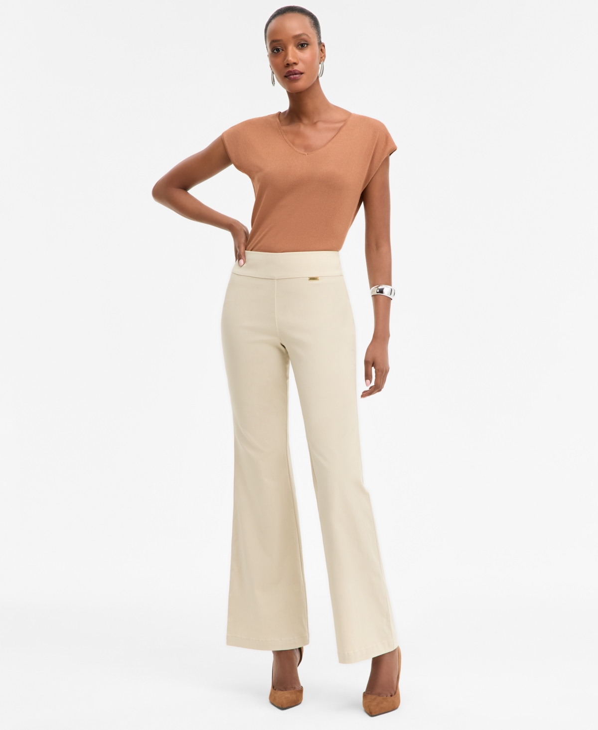 Inc International Concepts Women's Flared-leg Pull-on Pants, Exclusively At Macy's In Yellow