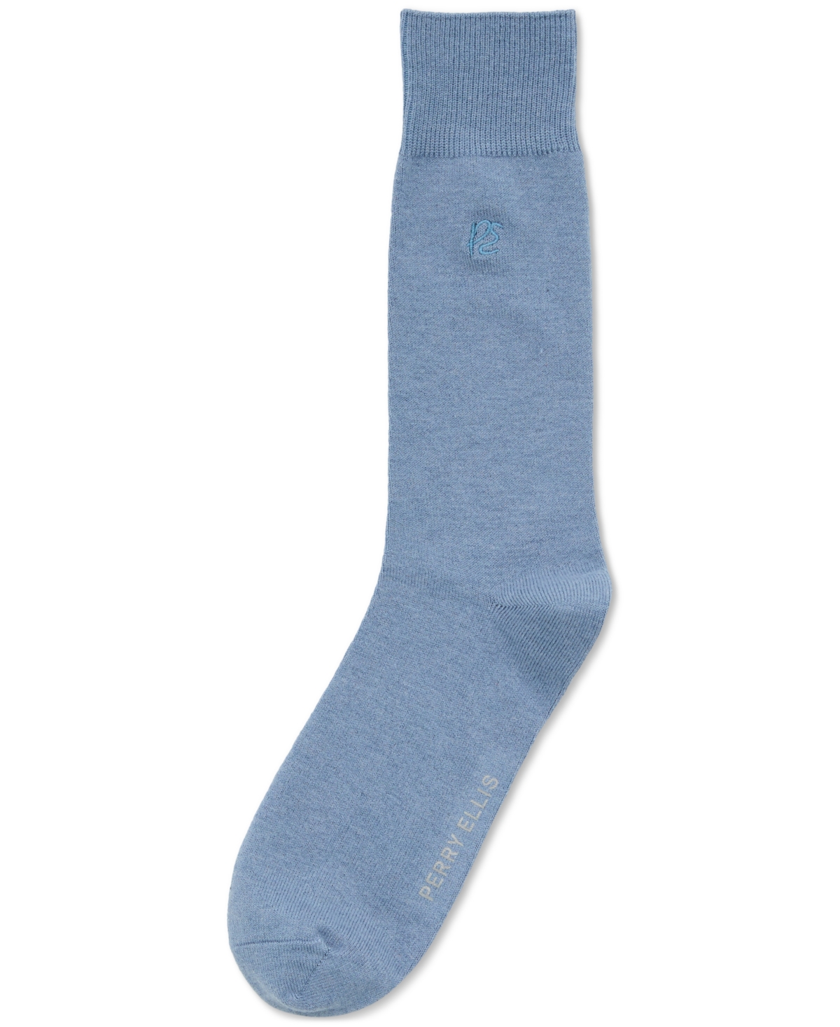 Perry Ellis Portfolio Men's Portfolio Flat Knit Logo Dress Socks In Blue