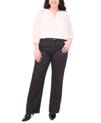 Plus Size Raglan-Sleeve V-Neck Blouse